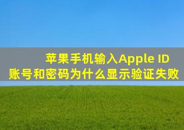 苹果手机输入Apple ID账号和密码为什么显示验证失败